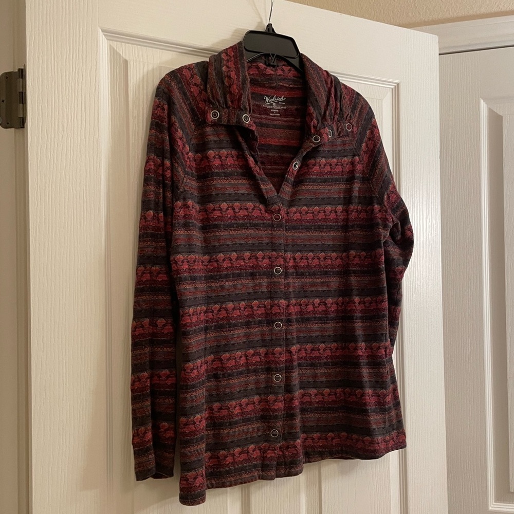 WOOLRICH Plaid Print Button Down 100% Cotton Sweater Jacket - Picture 5 of 10